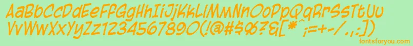 BlambotCasualItalic-Schriftart – Orangefarbene Schriften auf grünem Hintergrund