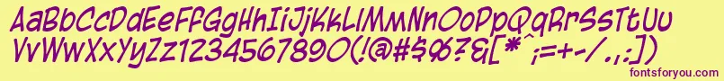 BlambotCasualItalic-Schriftart – Violette Schriften auf gelbem Hintergrund