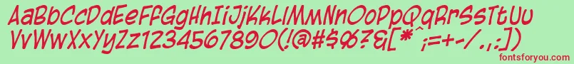 Шрифт BlambotCasualItalic – красные шрифты на зелёном фоне