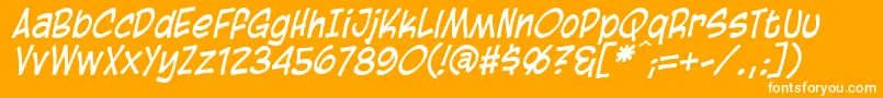 BlambotCasualItalic-fontti – valkoiset fontit oranssilla taustalla