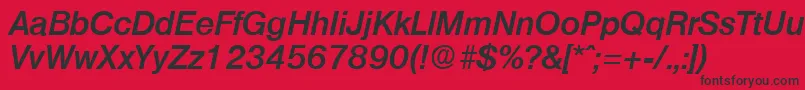 フォントOlympiaDemiboldita – 赤い背景に黒い文字