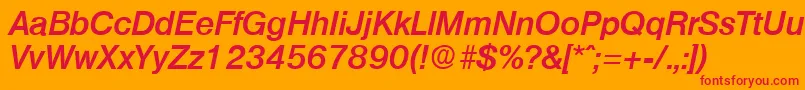OlympiaDemiboldita-Schriftart – Rote Schriften auf orangefarbenem Hintergrund