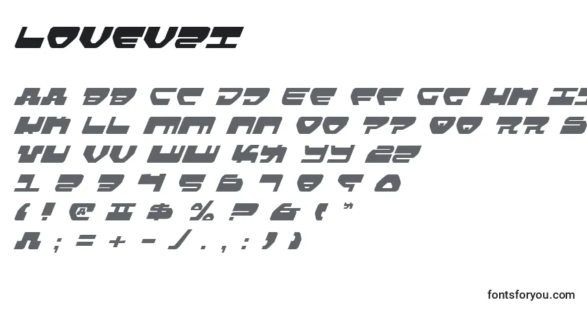 Schriftart Lovev2i – Alphabet, Zahlen, spezielle Symbole