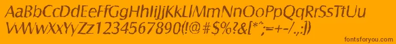 Weitere Informationen zur SalzburgrandomItalic-Schriftart SalzburgrandomItalic-Schriftart – Braune Schriften auf orangefarbenem Hintergrund