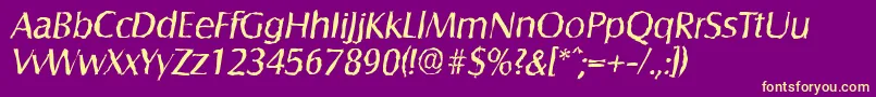 SalzburgrandomItalic-Schriftart – Gelbe Schriften auf violettem Hintergrund