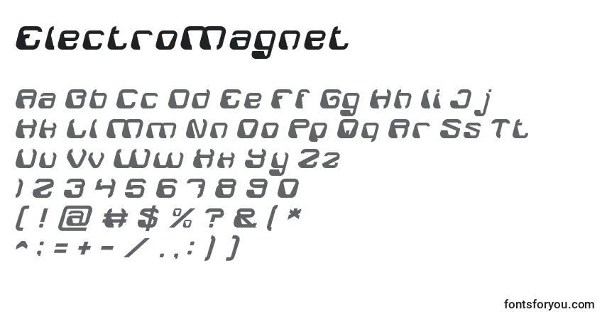Schriftart ElectroMagnet (84136) – Alphabet, Zahlen, spezielle Symbole