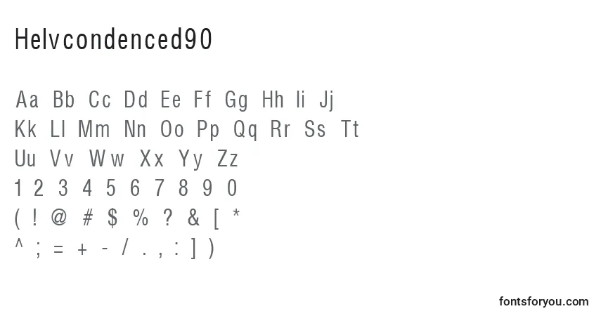Helvcondenced90-fontti – aakkoset, numerot, erikoismerkit