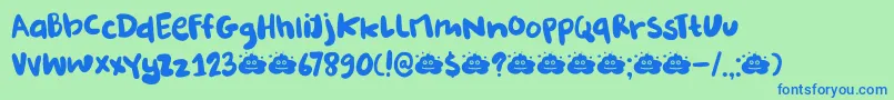 Fonte DkBurobu – fontes azuis em um fundo verde