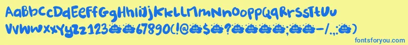 DkBurobu-Schriftart – Blaue Schriften auf gelbem Hintergrund