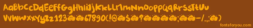 DkBurobu-Schriftart – Orangefarbene Schriften auf braunem Hintergrund
