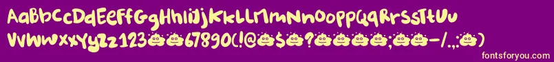 DkBurobu-Schriftart – Gelbe Schriften auf violettem Hintergrund