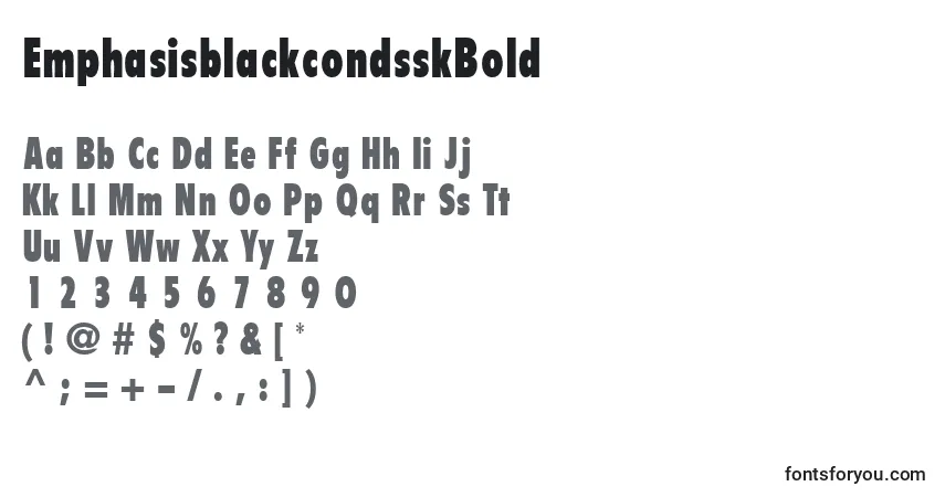 Czcionka EmphasisblackcondsskBold – alfabet, cyfry, specjalne znaki