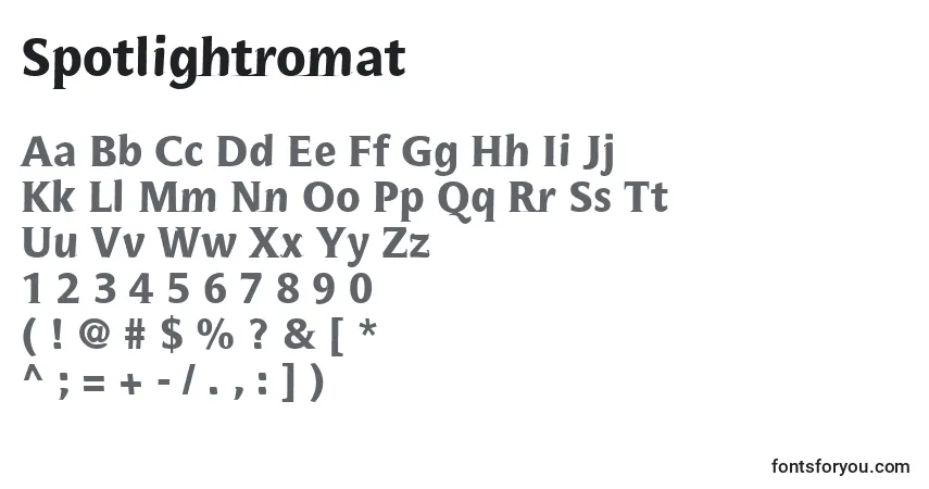 Czcionka Spotlightromat – alfabet, cyfry, specjalne znaki