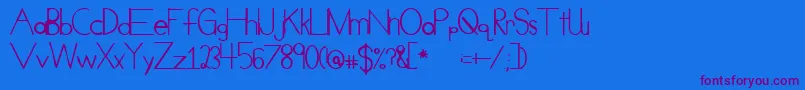 CueueCheesy Font – Purple Fonts on Blue Background