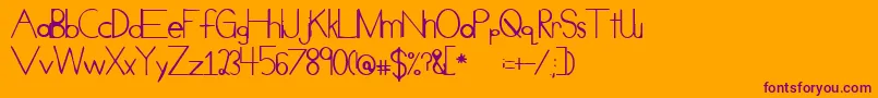CueueCheesy-Schriftart – Violette Schriften auf orangefarbenem Hintergrund