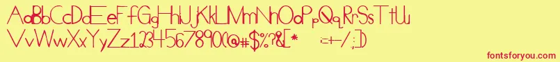 CueueCheesy Font – Red Fonts on Yellow Background