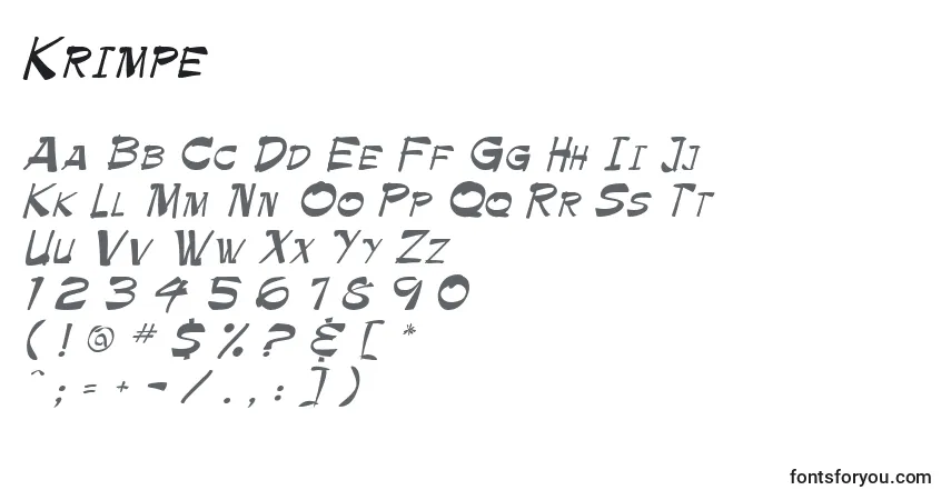 A fonte Krimpe – alfabeto, números, caracteres especiais