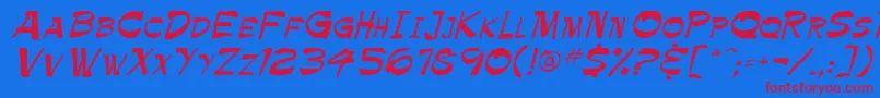 Krimpe Font – Red Fonts on Blue Background