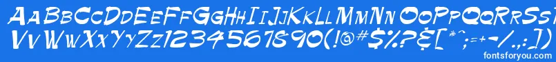 Krimpe Font – White Fonts on Blue Background