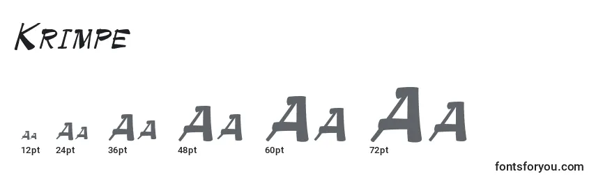 Размеры шрифта Krimpe