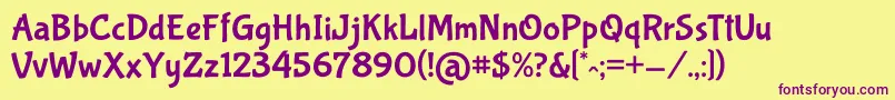 BubblegumsansRegular-Schriftart – Violette Schriften auf gelbem Hintergrund