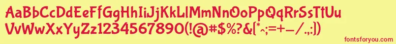 BubblegumsansRegular Font – Red Fonts on Yellow Background