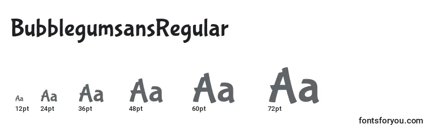 BubblegumsansRegular Font Sizes