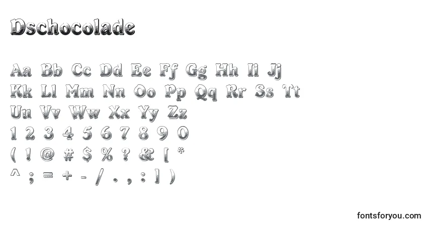 Schriftart Dschocolade (84149) – Alphabet, Zahlen, spezielle Symbole