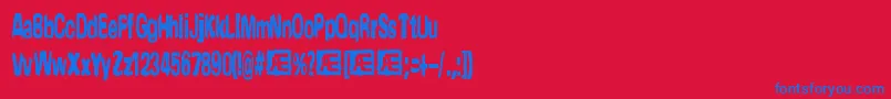 フォントYonderBrk – 赤い背景に青い文字