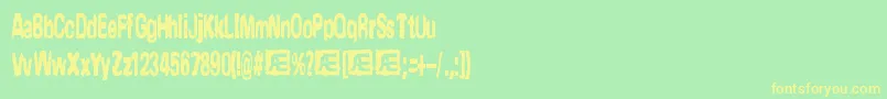 フォントYonderBrk – 黄色の文字が緑の背景にあります