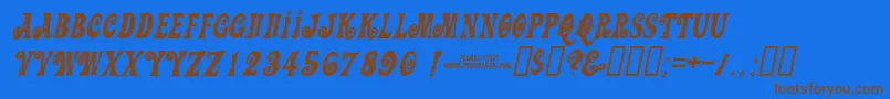 Weitere Informationen zur Actionisdiagonaljlitalic-Schriftart Actionisdiagonaljlitalic-Schriftart – Braune Schriften auf blauem Hintergrund