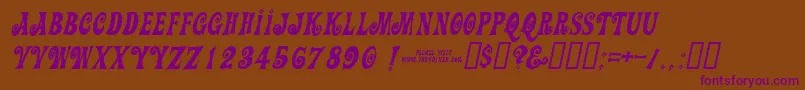 Actionisdiagonaljlitalic-Schriftart – Violette Schriften auf braunem Hintergrund