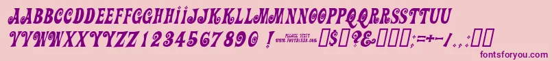 Actionisdiagonaljlitalic-Schriftart – Violette Schriften auf rosa Hintergrund