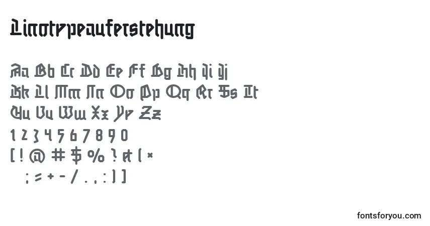 Schriftart Linotypeauferstehung – Alphabet, Zahlen, spezielle Symbole