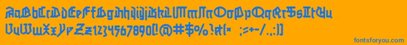 フォントLinotypeauferstehung – オレンジの背景に青い文字