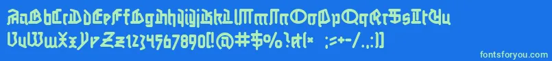 フォントLinotypeauferstehung – 青い背景に緑のフォント