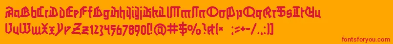 Fonte Linotypeauferstehung – fontes vermelhas em um fundo laranja