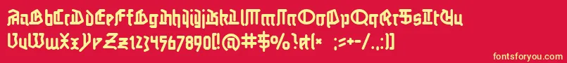 フォントLinotypeauferstehung – 黄色の文字、赤い背景