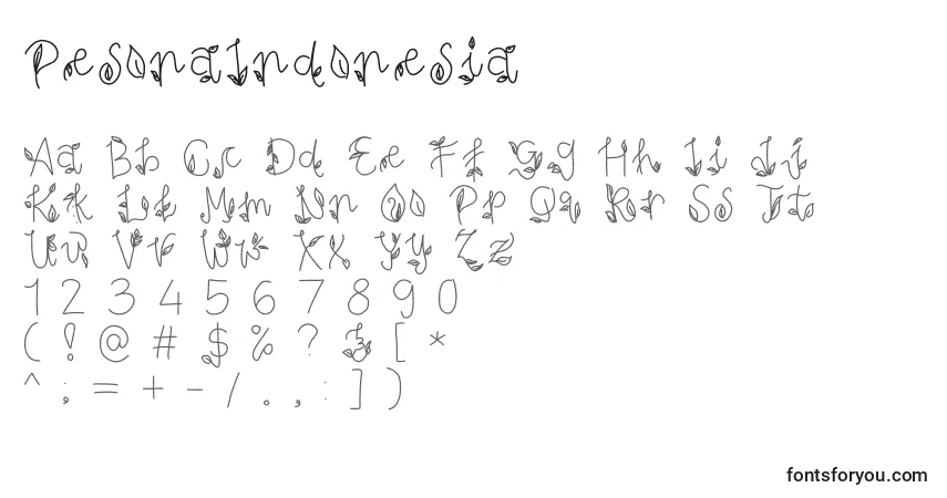 Schriftart PesonaIndonesia – Alphabet, Zahlen, spezielle Symbole