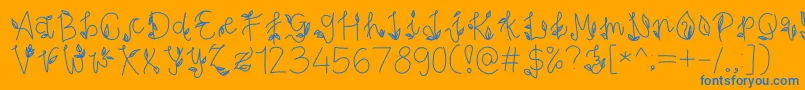 PesonaIndonesia-Schriftart – Blaue Schriften auf orangefarbenem Hintergrund