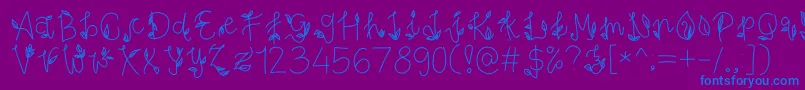 PesonaIndonesia-Schriftart – Blaue Schriften auf violettem Hintergrund