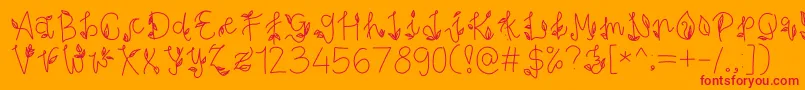 PesonaIndonesia-Schriftart – Rote Schriften auf orangefarbenem Hintergrund