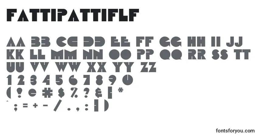 A fonte Fattipattiflf – alfabeto, números, caracteres especiais