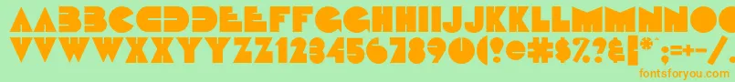 フォントFattipattiflf – オレンジの文字が緑の背景にあります。