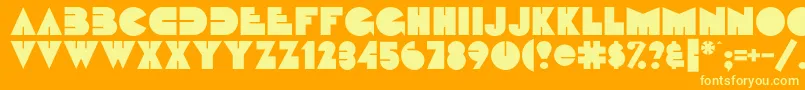 Fattipattiflf-Schriftart – Gelbe Schriften auf orangefarbenem Hintergrund