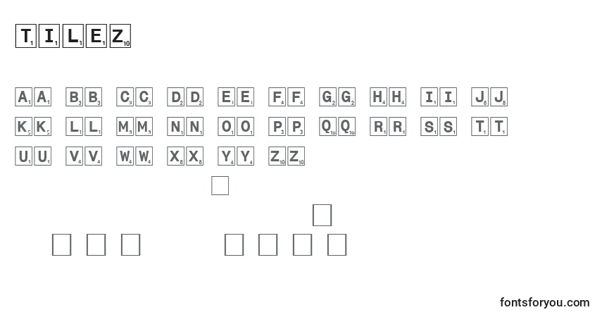 Czcionka Tilez – alfabet, cyfry, specjalne znaki
