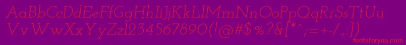 Fonte Josefinslab Italic – fontes vermelhas em um fundo violeta