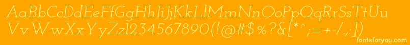 Josefinslab Italic-Schriftart – Gelbe Schriften auf orangefarbenem Hintergrund