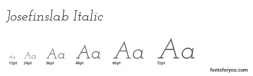 Tamaños de fuente Josefinslab Italic