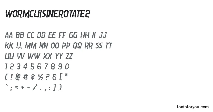 Шрифт Wormcuisinerotate2 – алфавит, цифры, специальные символы